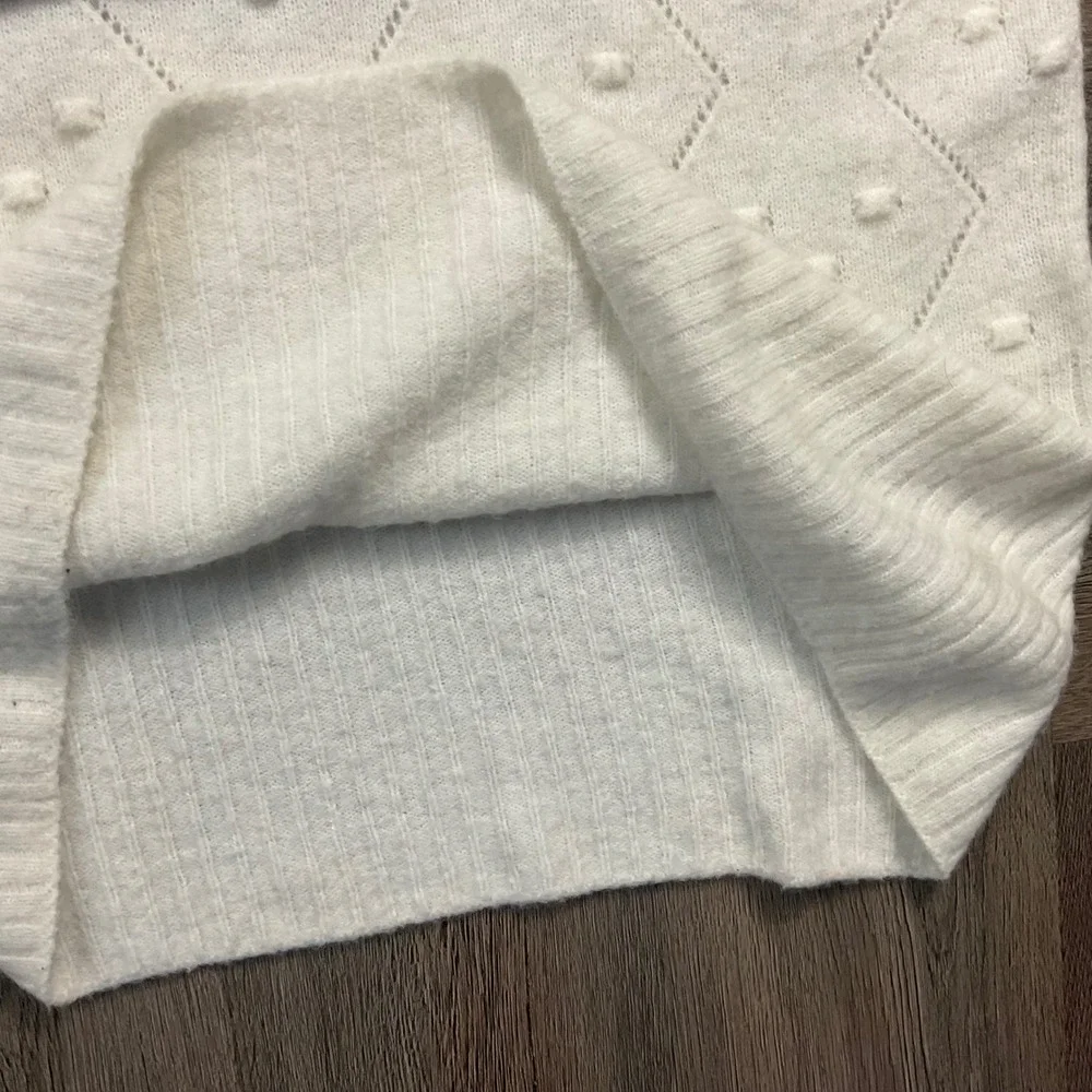Splendid Julia Diamond Pointelle Wool Alpaca Blend Sweater Womens Medium Ivory - Picture 8 of 10